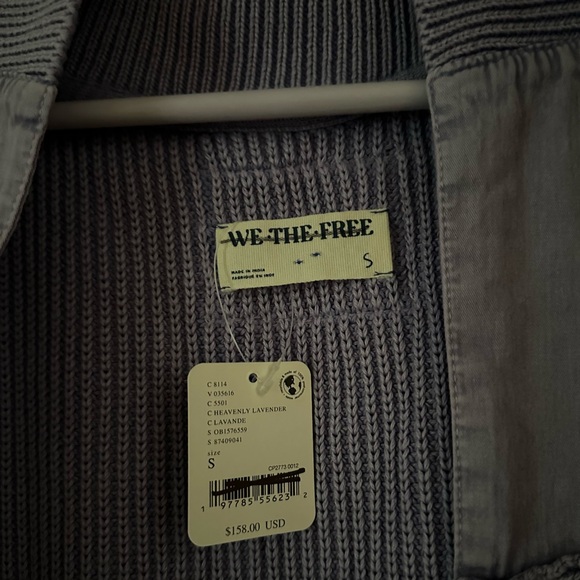 Free People We The Free Worn Thru Surplus Cardi Sweater Heavenly Lavender XL nwt - Picture 7 of 8